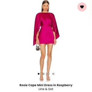 Line and dot Rosie Cape Mini Dress in Raspberry